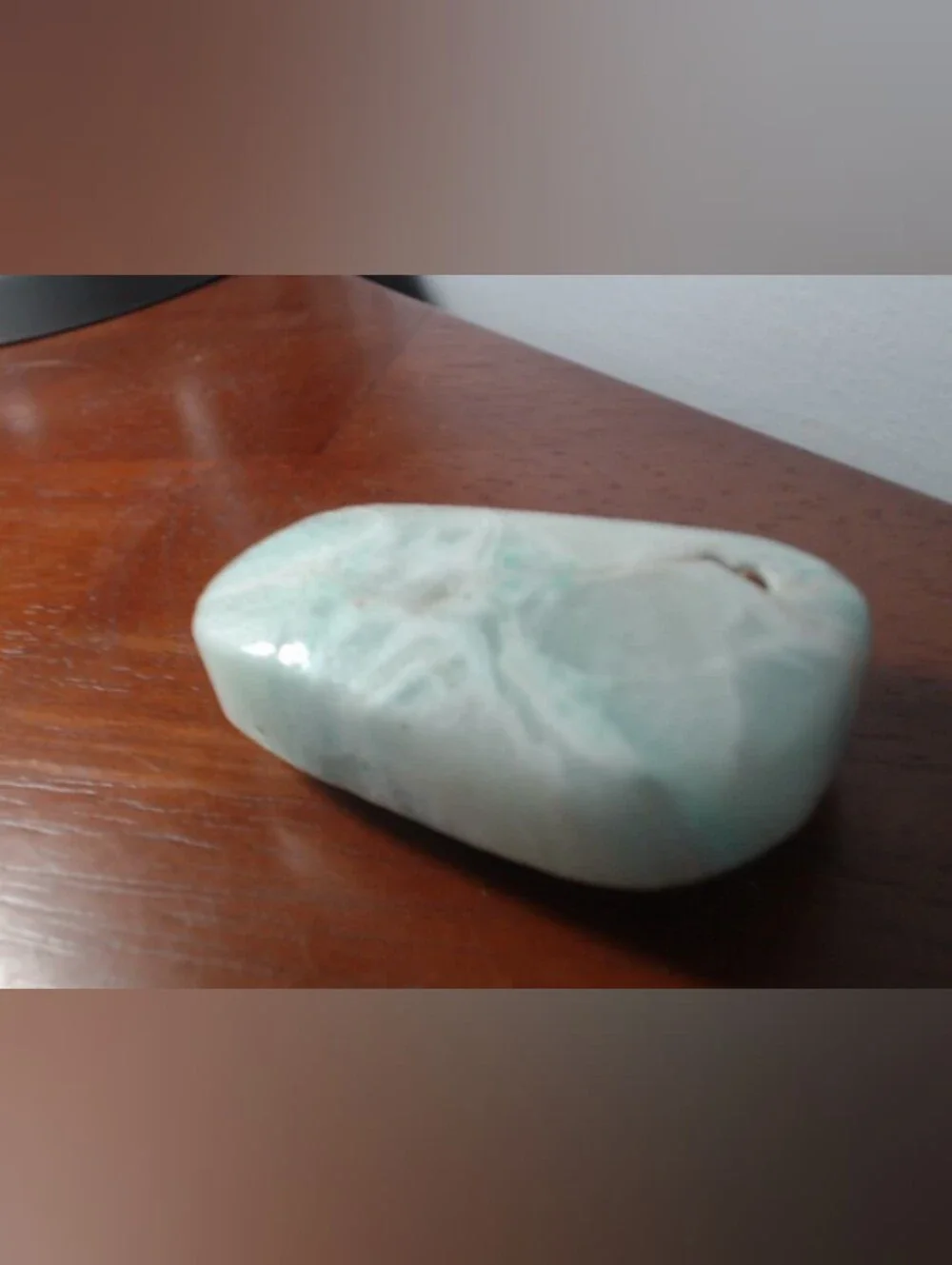 Polished Light Green Calcite Crystal Palm Stone